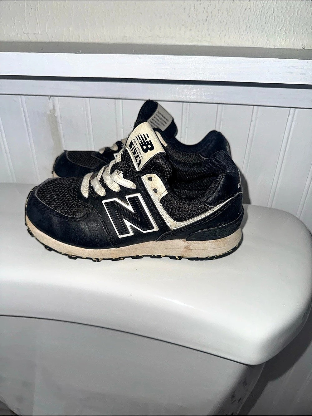 New Balance 574 Black & White Sneakers